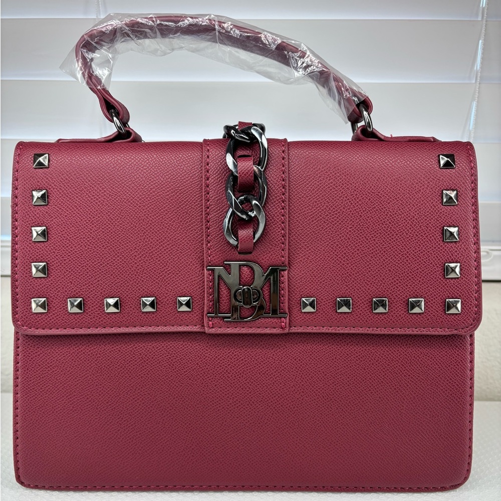 Badgley Mischka Studded Wine Vegan Leather Crossbody/Handbag